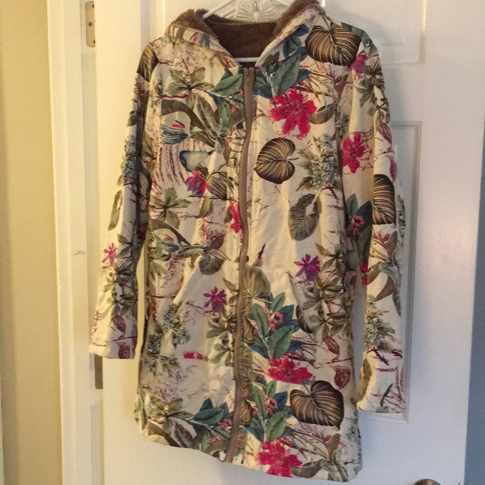 NWOT Floral Hooded Jacket